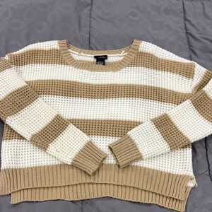 Rue21 Tan and White Striped Sweater